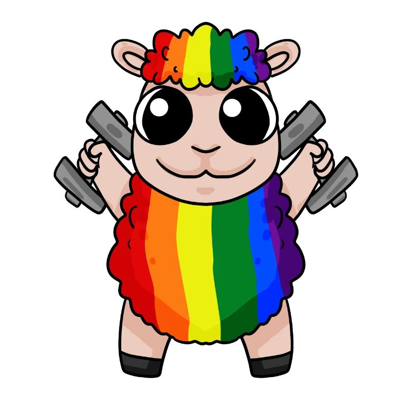 Regenbogen Schaf mit Hanteln - LGBT Schaf Niedlich