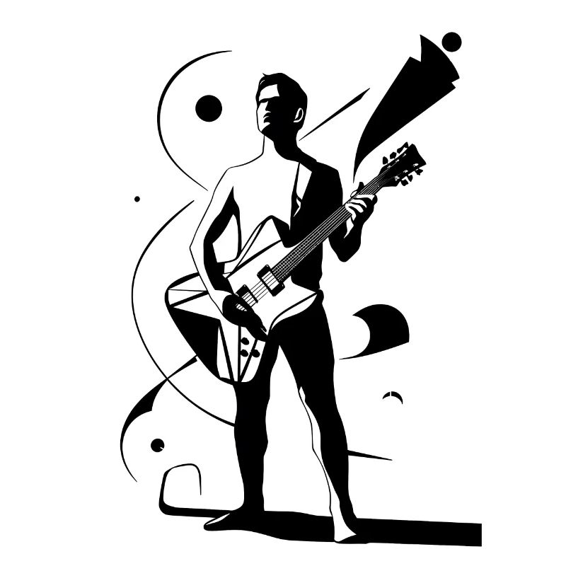 Héros musical avec silhouette de guitariste