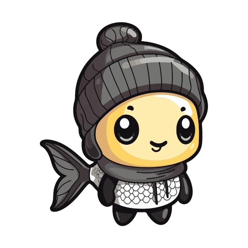 Fisch Winter Comic Niedlich