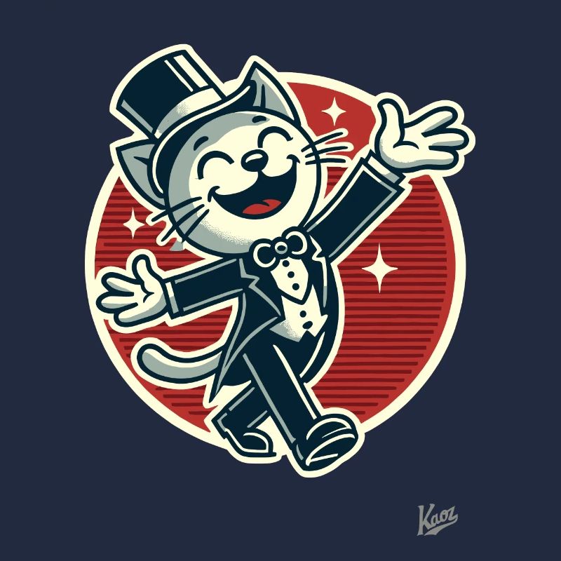 Chat drôle élégant en queue de pie avec chapeau haut de forme