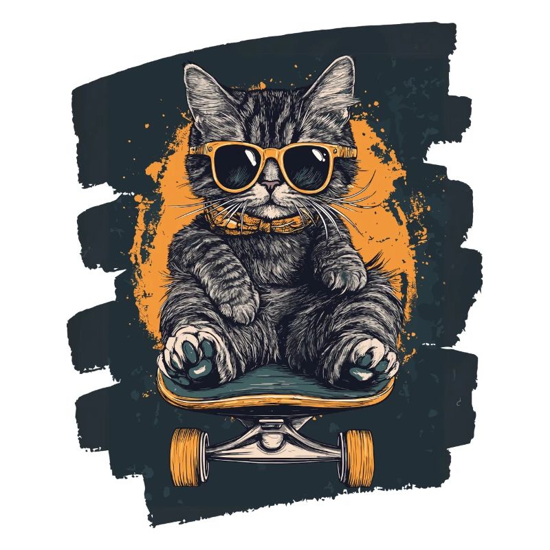 Katze auf Skateboard