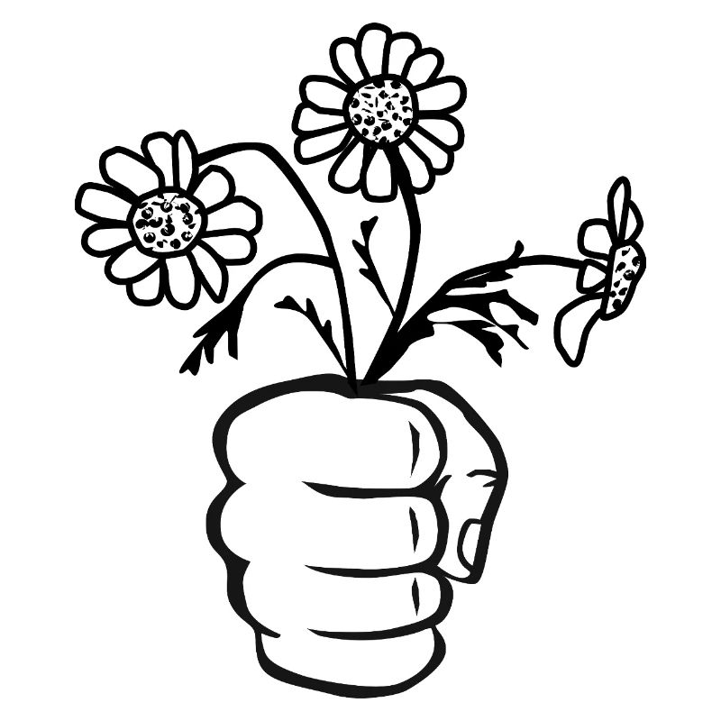 Faust/Hand mit Blumenstrauß
