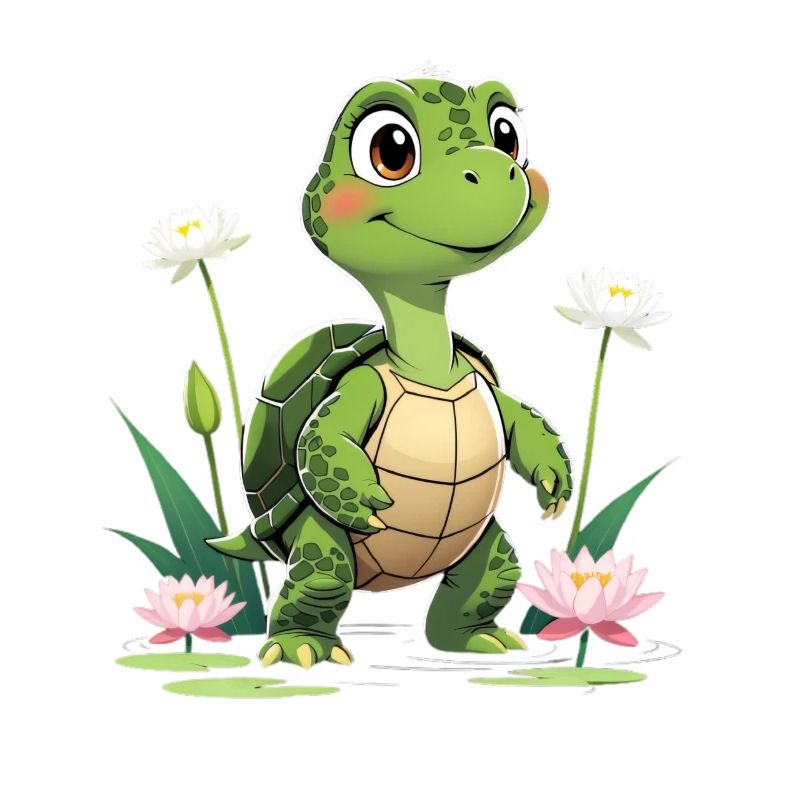Charming turtle design with flowers