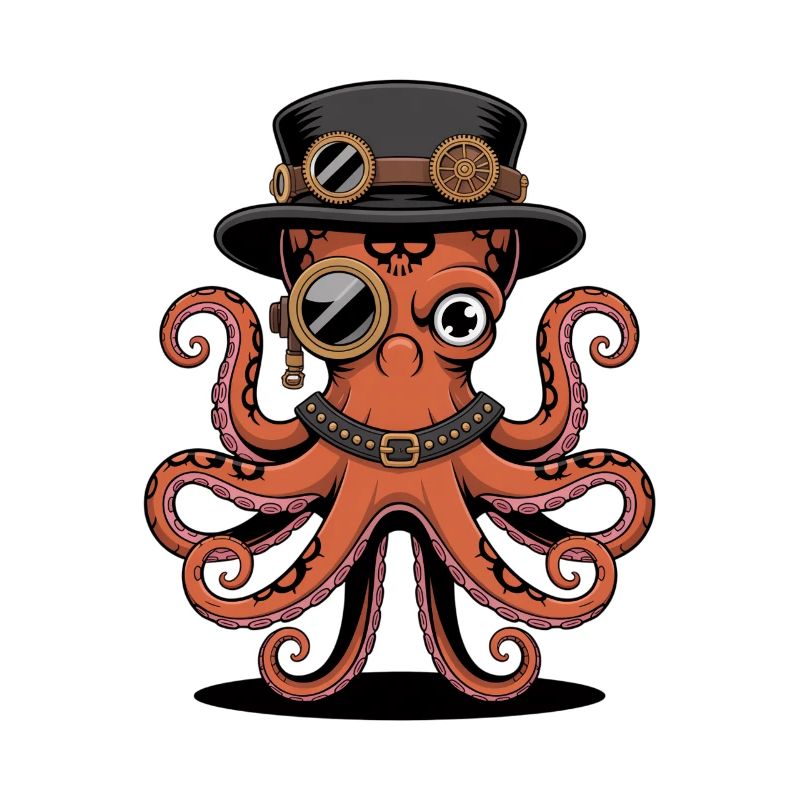 Pieuvre dans le style steampunk avec monocle