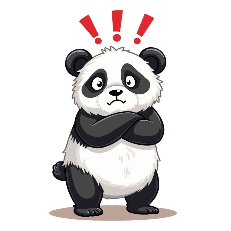 Skeptical Panda with Exclamation Point Humor