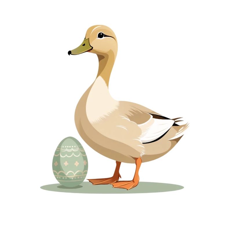 Spring duck with Easter egg