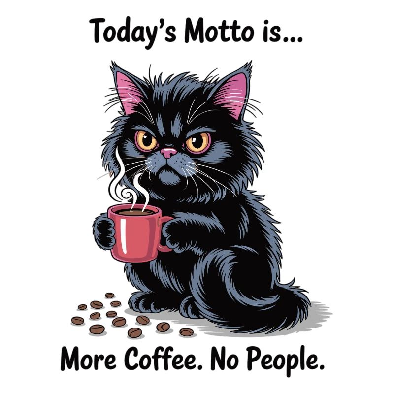 Plus de café sans personne avec un chat noir
