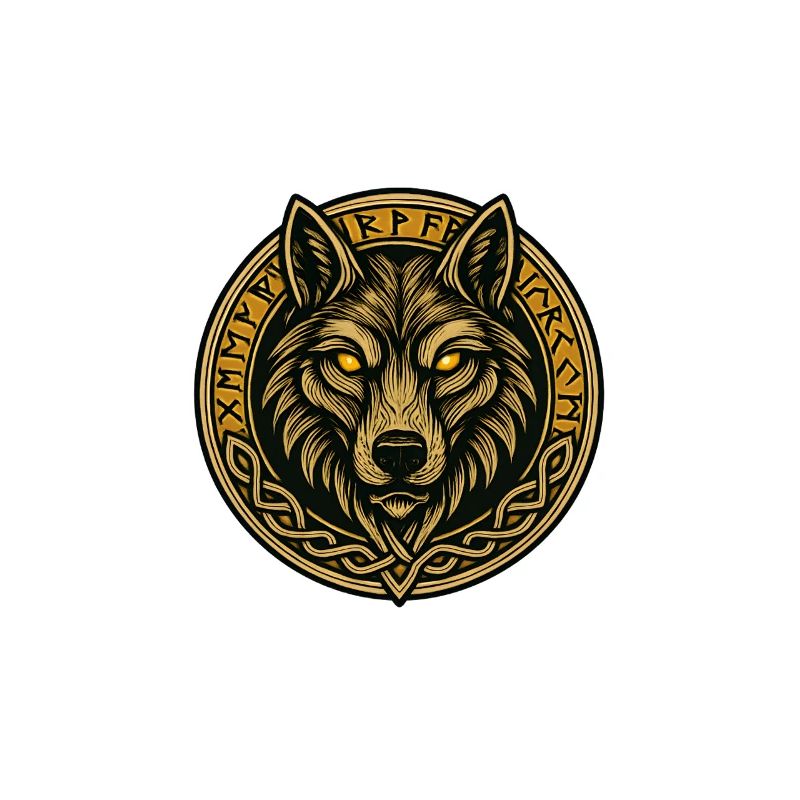 Wolf medallion with rune ring