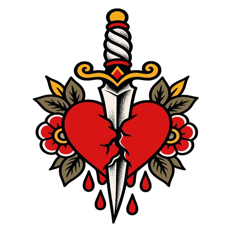 Herz-Pierced Dagger-Tattoo-Stil