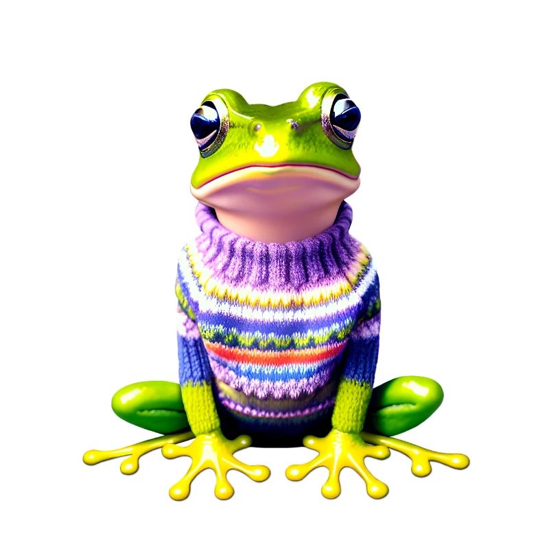 Kleiner Regenbogenfrosch mit Norweger-Pullover