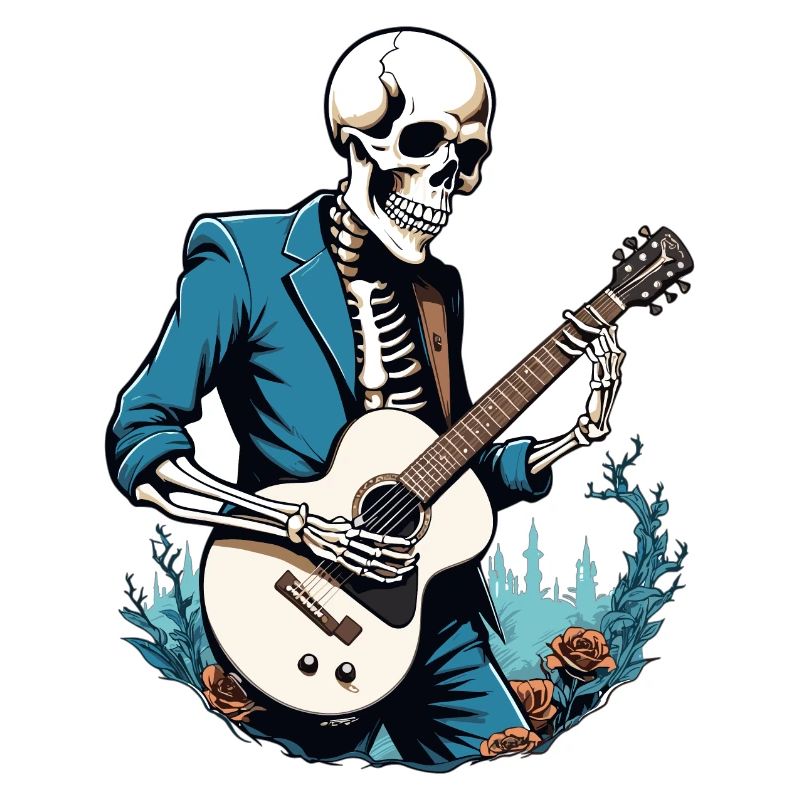 Skeleton with guitar