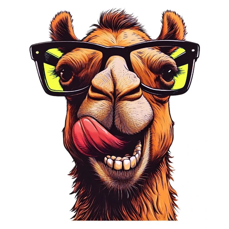Camel avec lunettes de soleil