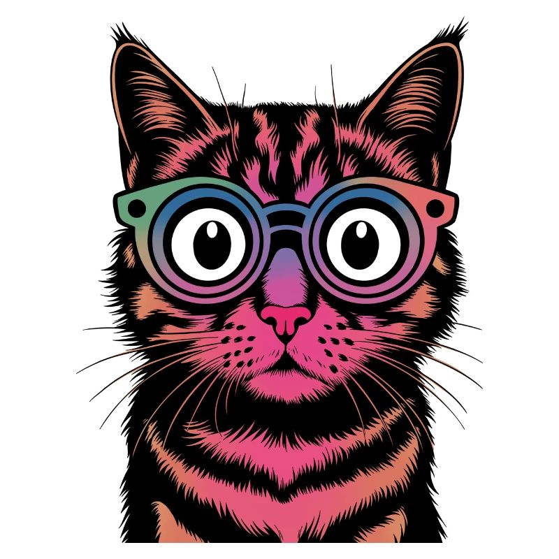 Regenbogen-Katze mit Brille