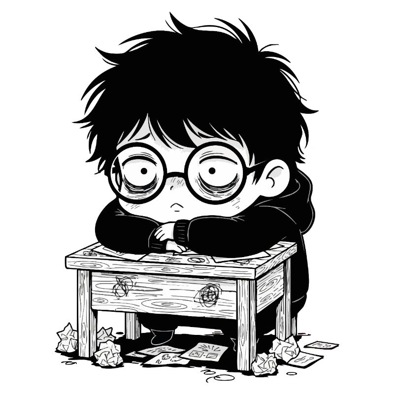 Studentischer Burnout-Büro – leerer Blick