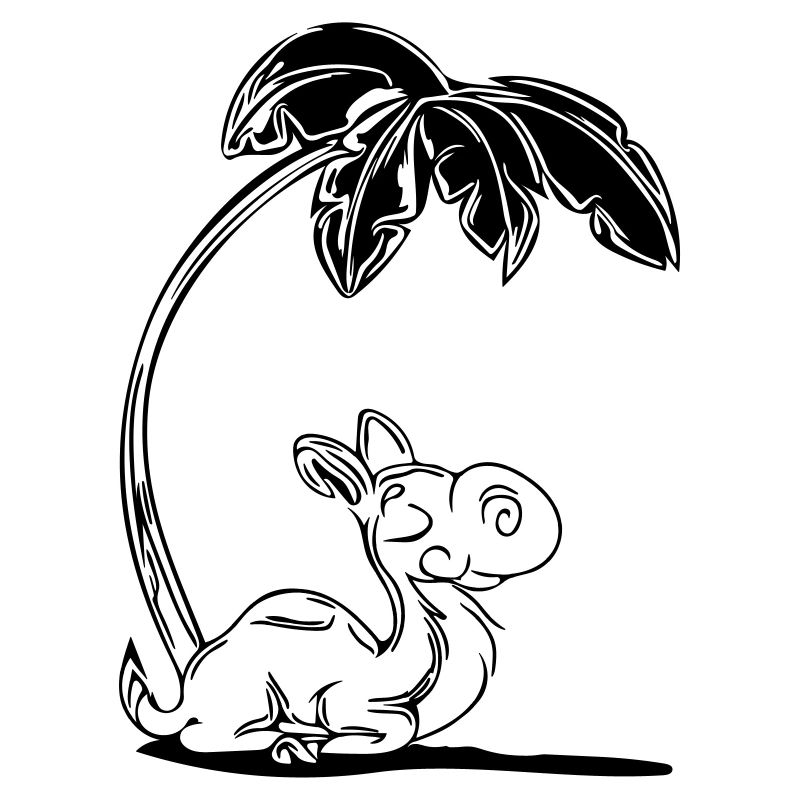 Süsses Kamel unter einer Palme