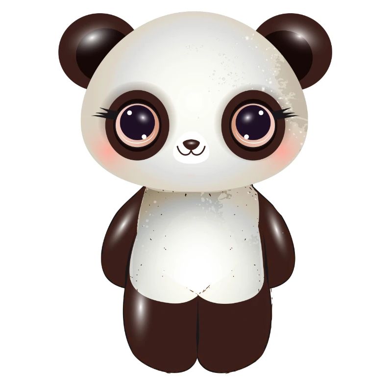 Panda mignon aux joues roses dans un style comique