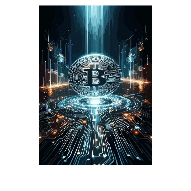 Futuristisches Bitcoin Digital Artwork