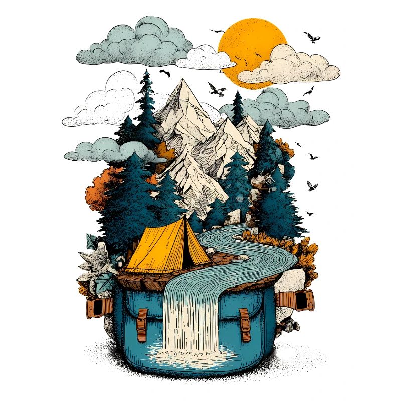 Bergsee Pfad - Camping Backpacker Motiv