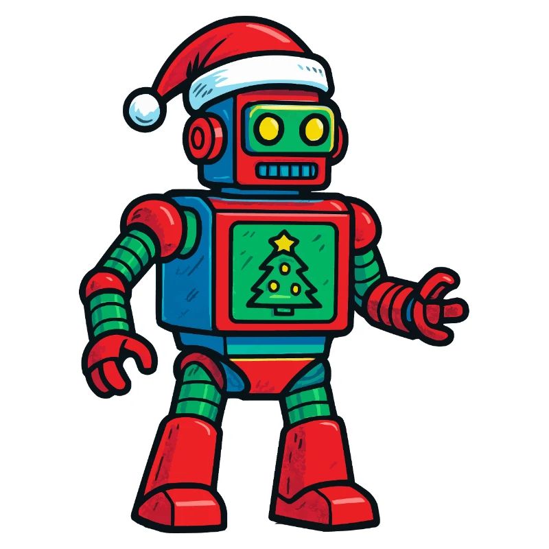 Roboter mit Weihnachtsbaum