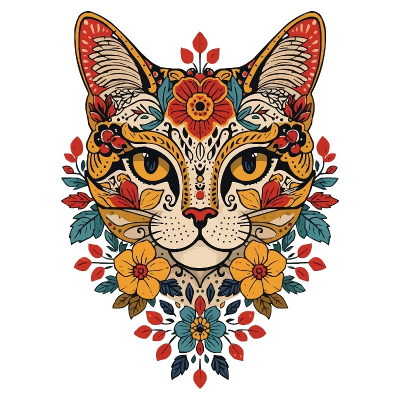Tête de chat fleurie