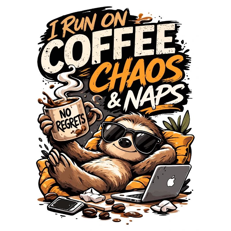Coffee Chaos & Naps Sloth Tee