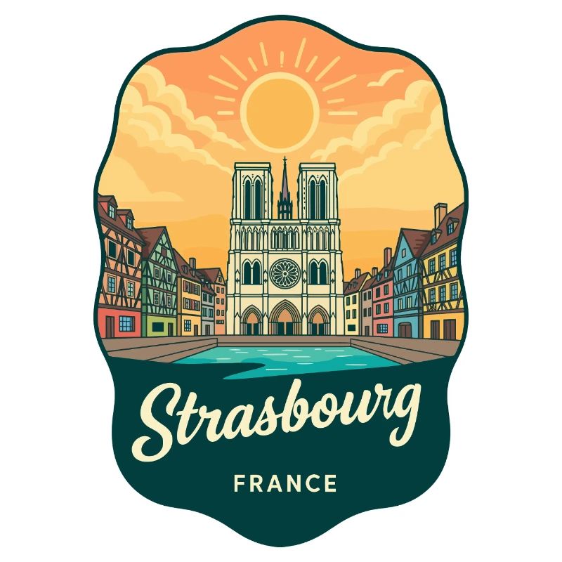 Straßburger Kathedral Retro-Sonnenuntergangsabzeichen