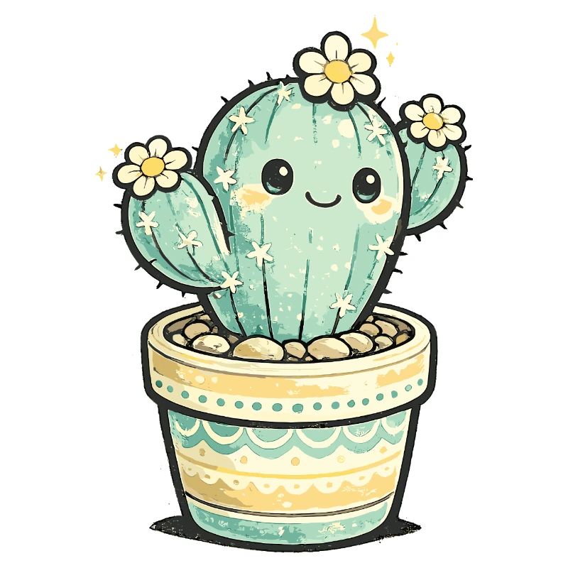 Fleur de cactus Kawaii dans le pot