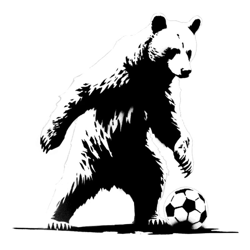 Bear playing soccer