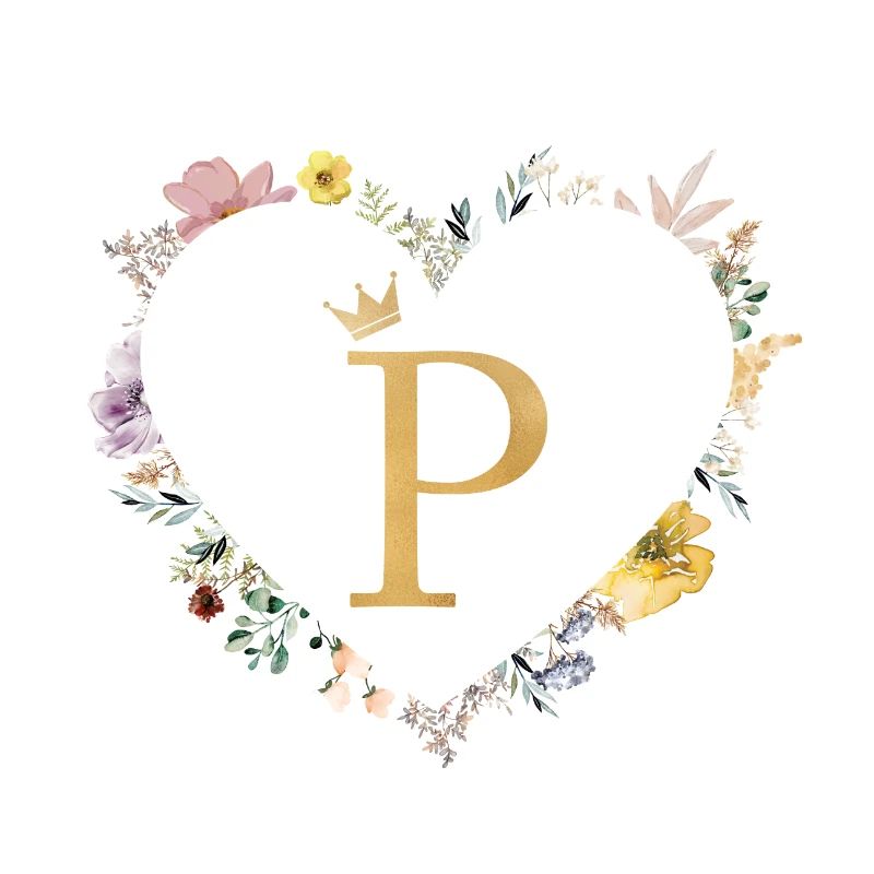 Buchstabe P, Monogramm, Herz, personalisierbar