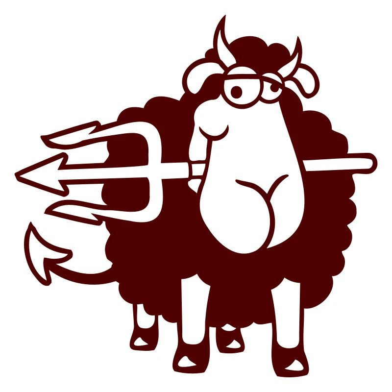 Mouton Diable Satan Enfer Mal Trident Cornes Cool