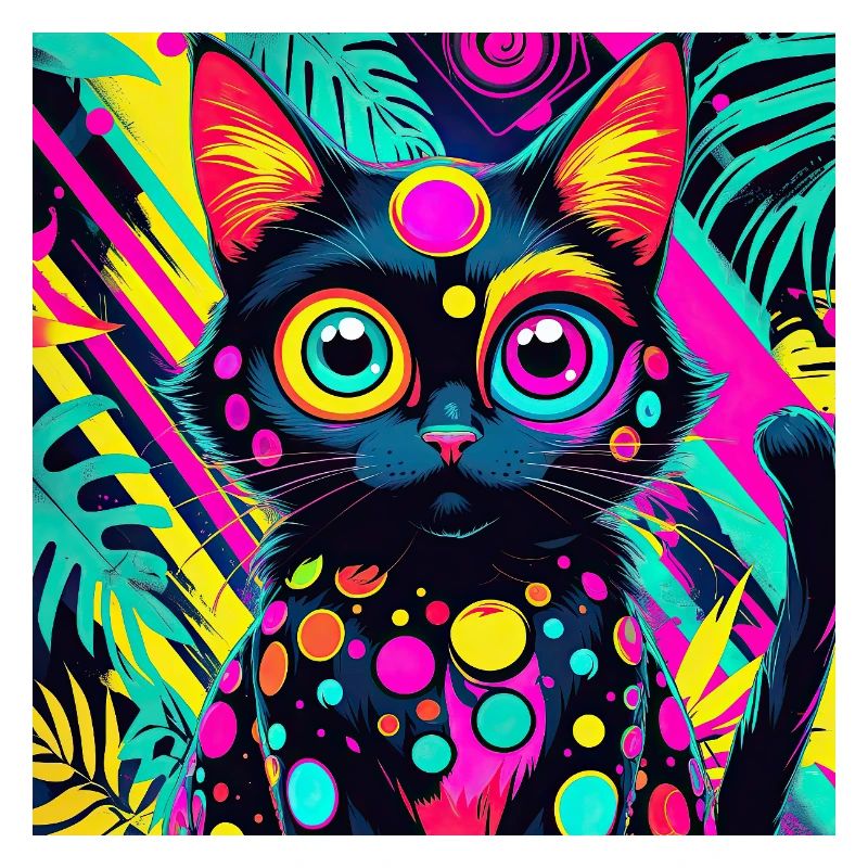 style de dessin animé de couleur néon chat chien art design cool