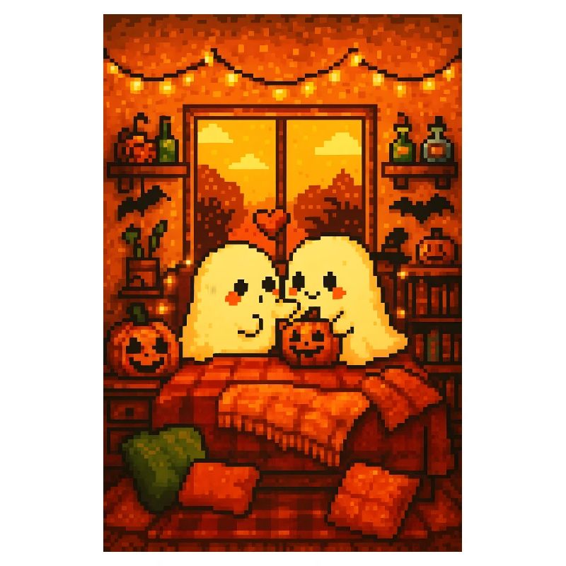 Cute Ghosts Pixel Art
