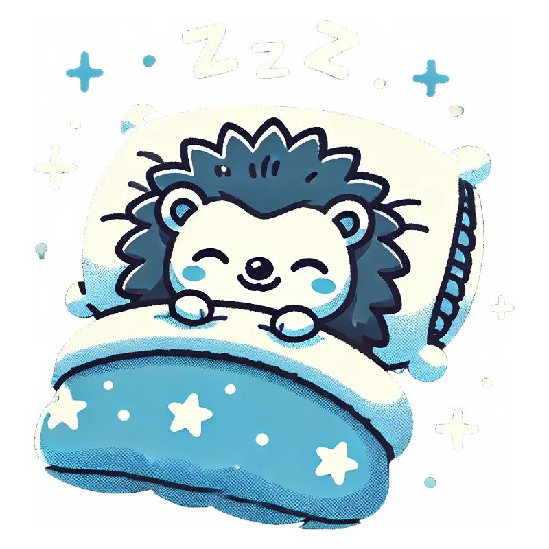 Hedgehog Sleeping In Bed At Night Time
