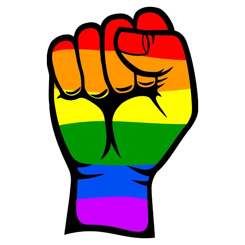 Symbole de poing de drapeau de couleur arc-en-ciel