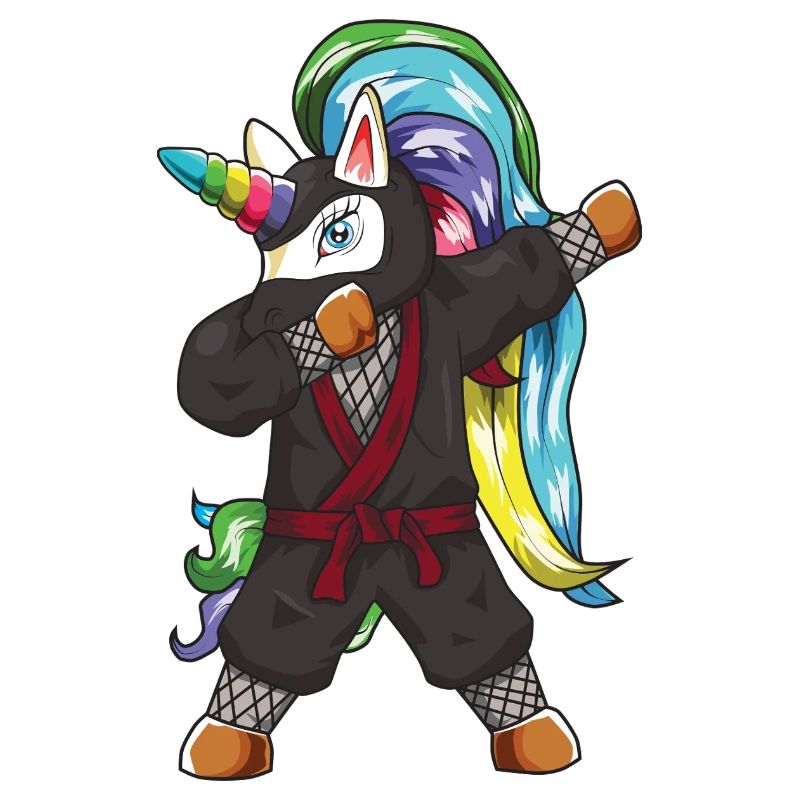 Dabbing Ninja Einhorn Kampfsport Schwarzgurt Spaß
