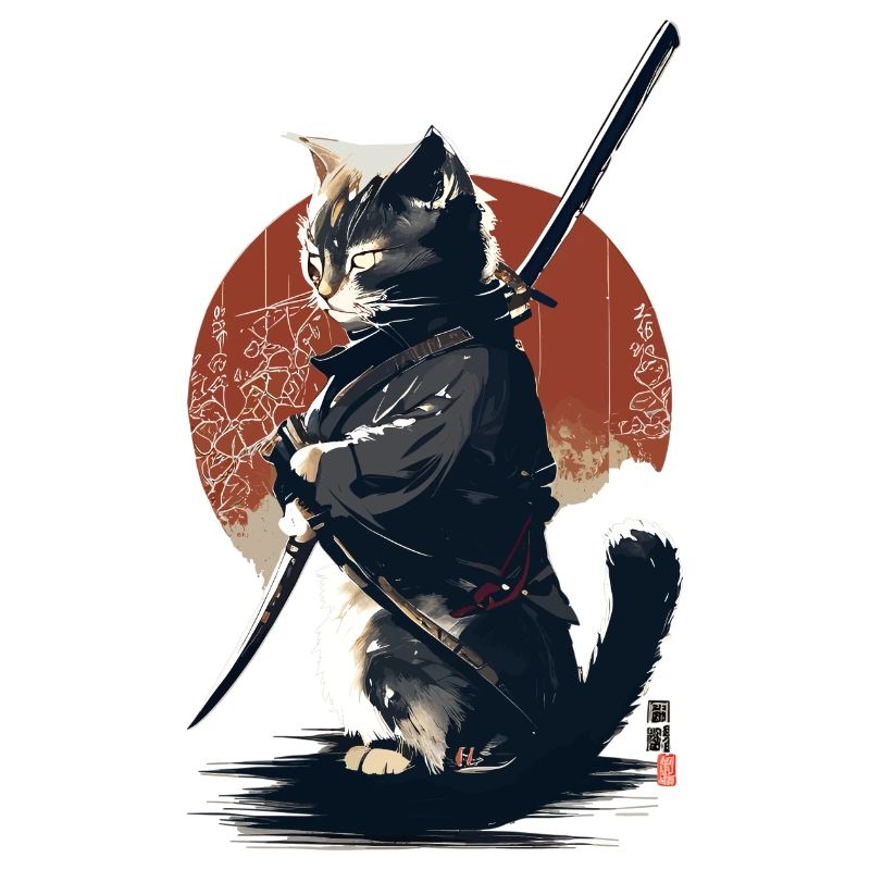 Kawaii Neko Samurai : chat samouraï
