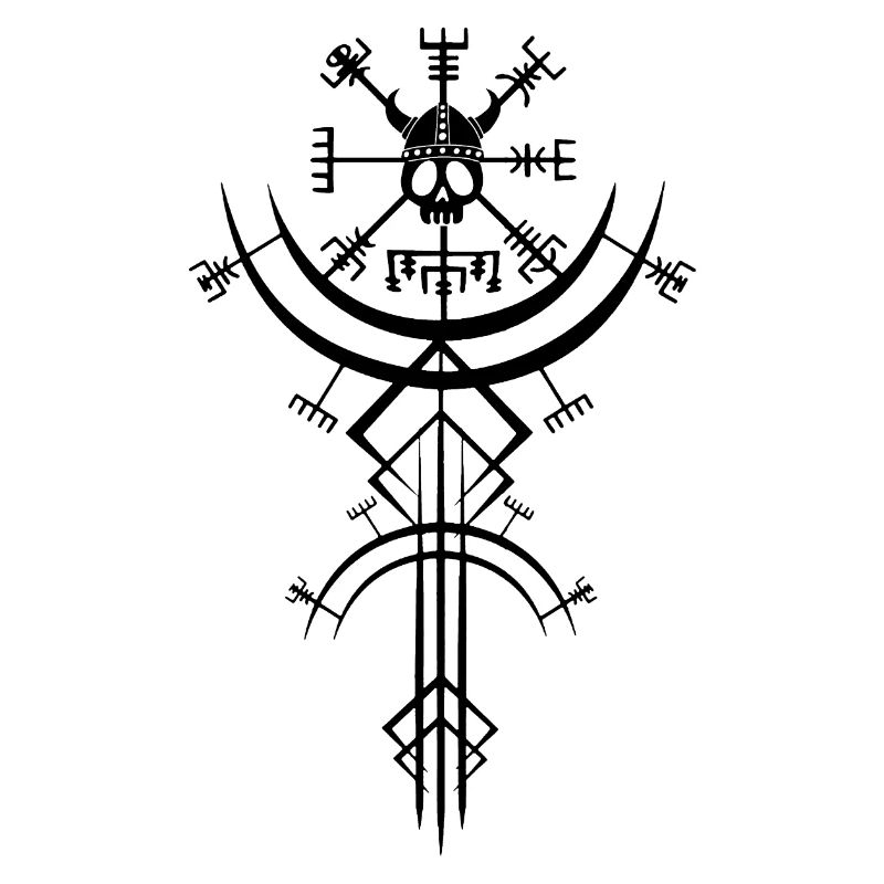 Schwarzer Totenkopf und Wikinger-Kompass