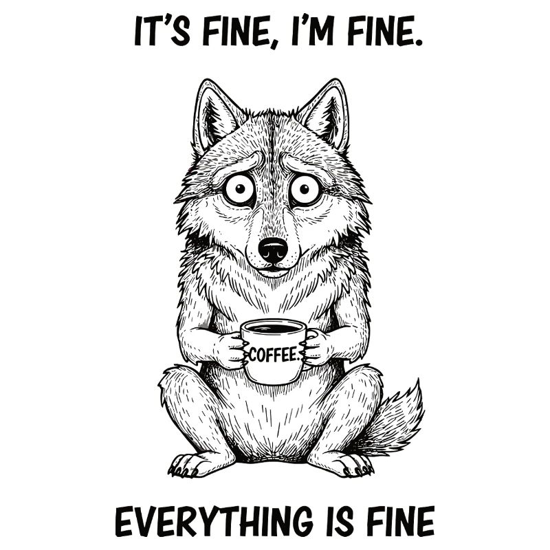 Its Fine Im Fine Kaffee Wolf Humor