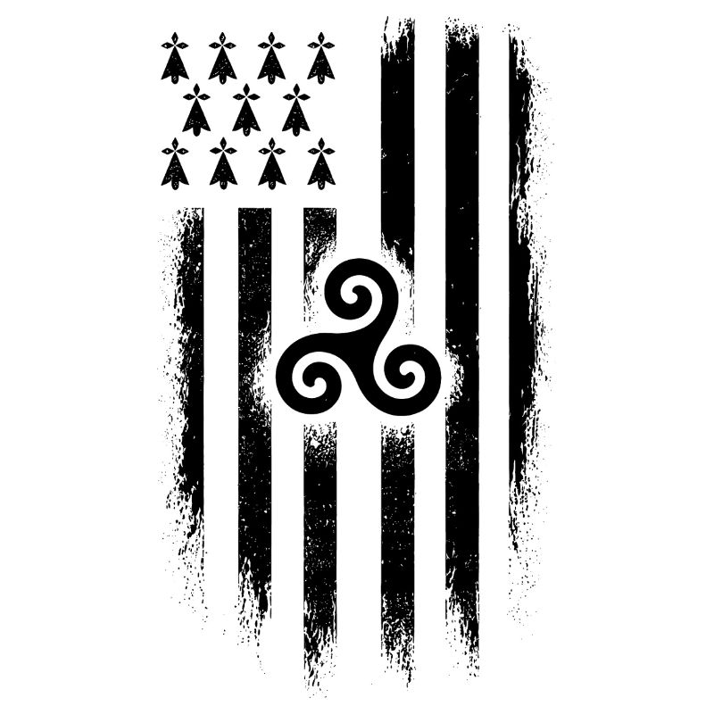 Bretagne Drapeau Breton Gwenn ha Du Grunge