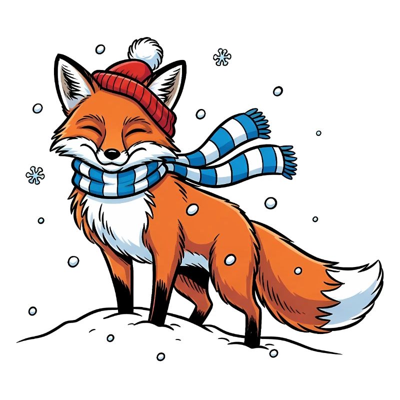 Renard d’hiver avec écharpe