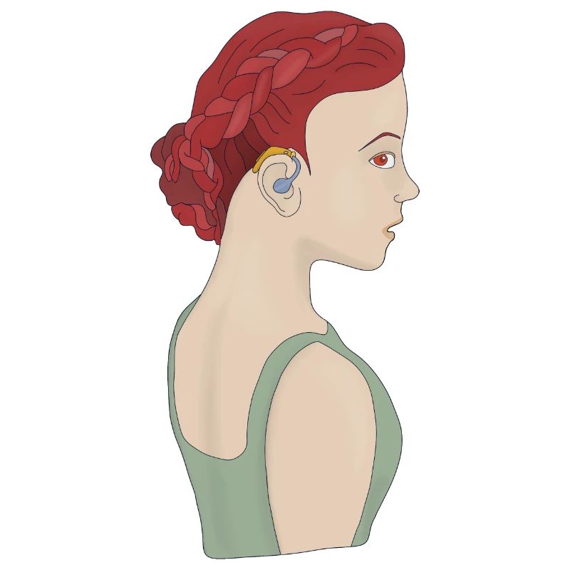 Fille utilisant une aide auditive