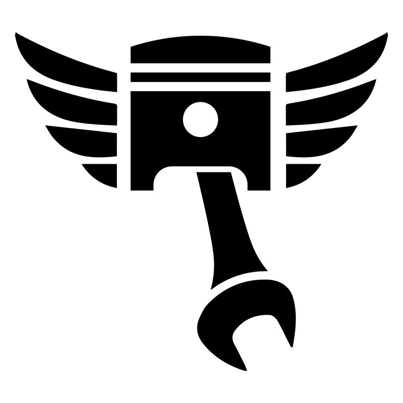 Emblème de clé de piston avec ailes