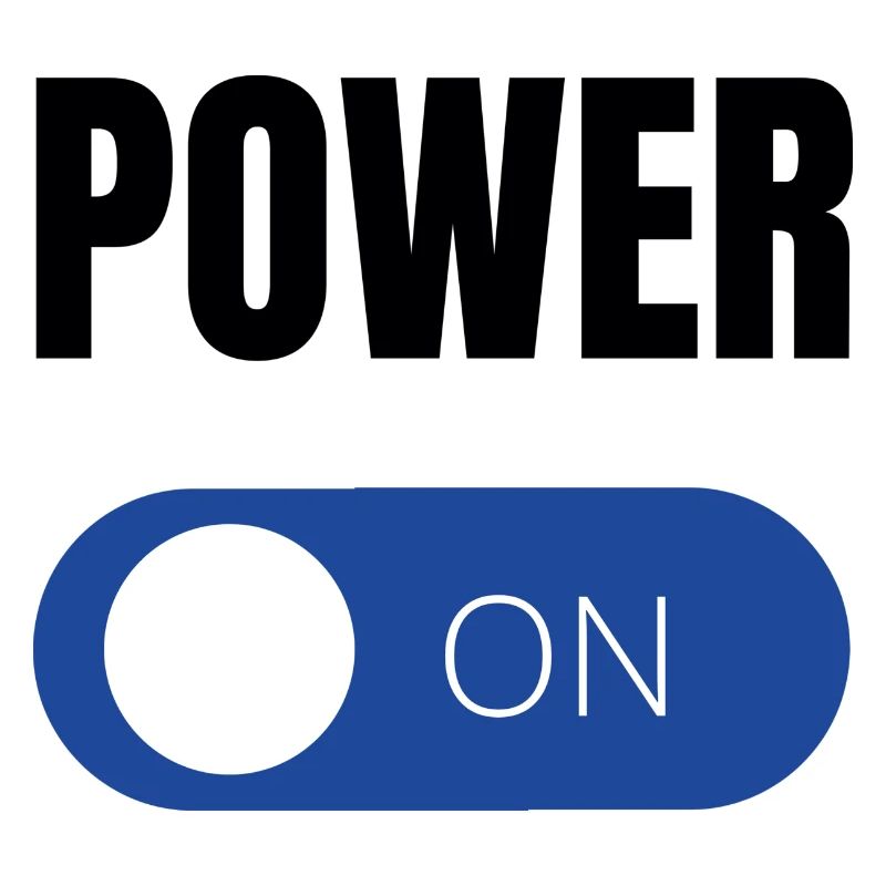 Blauer Toggle ON Design Power Motivation Energie