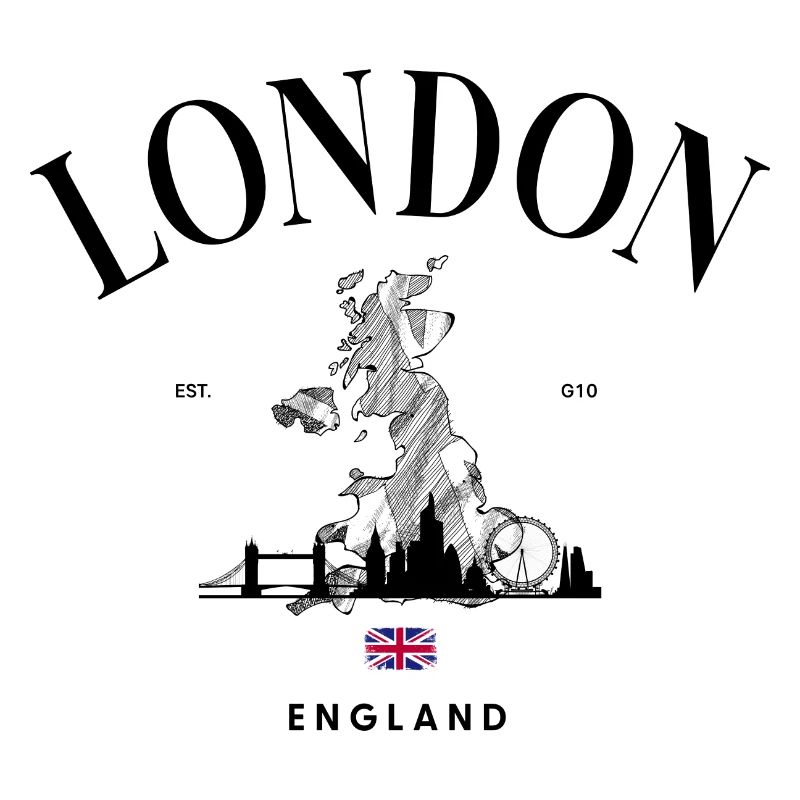 Tiny Union Jack Accent on Black