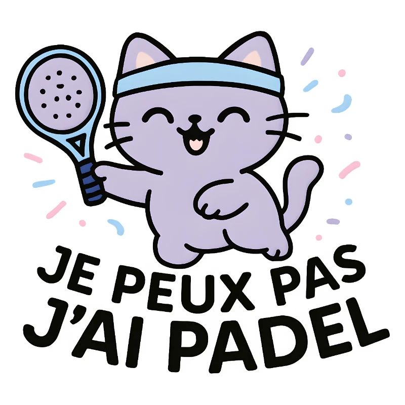 Lachende Padelkatze mit blauem Stirnband
