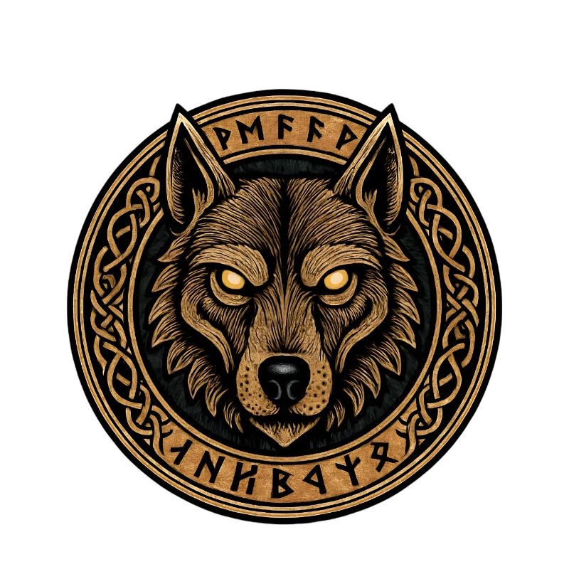 Wolf Ring Emblem with Runes