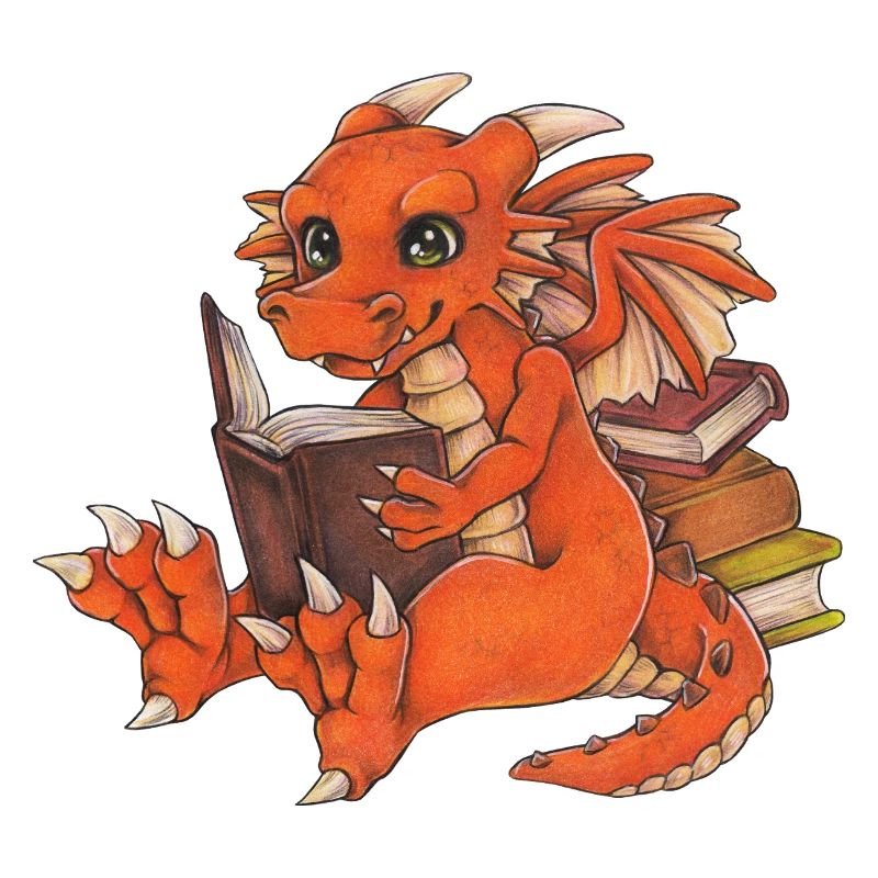 Cute Reading Dragon Fantasy Gift Idea