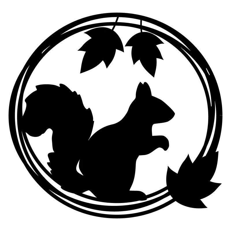 Silhouette d’écureuil en couronne de feuilles