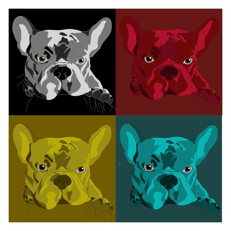 Frenchie Pop Art Vierfarb Design