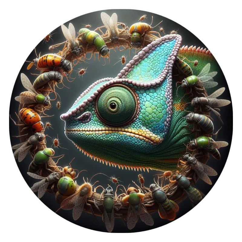Le caméléon et les insectes